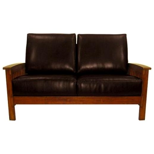 Leather Mission Oak Morris Loveseat